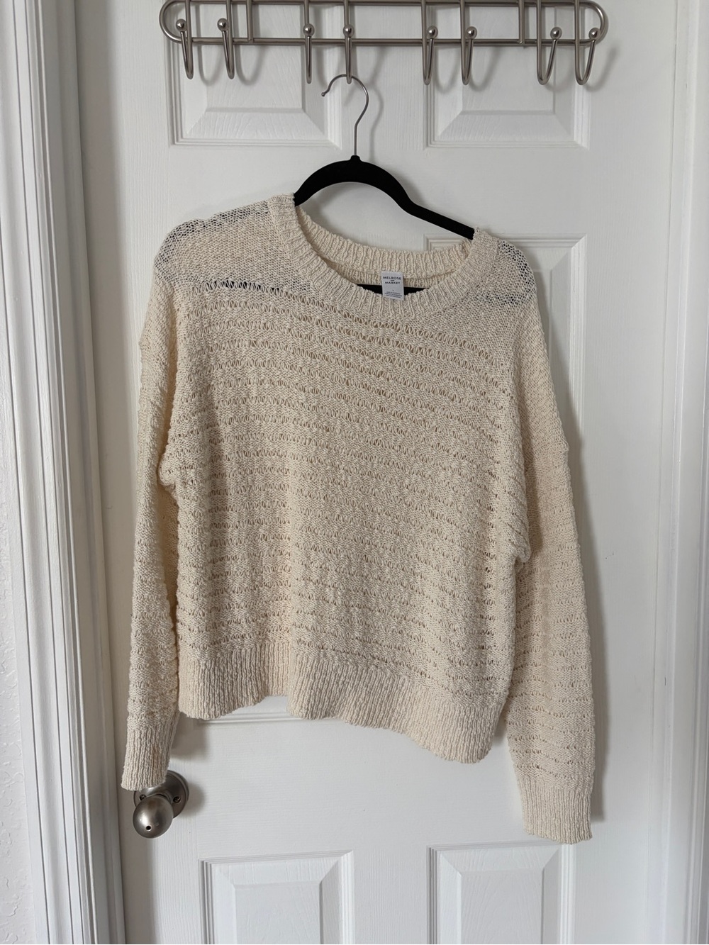 Melrose and market Cream open Knit Crewneck Sweater - Women
